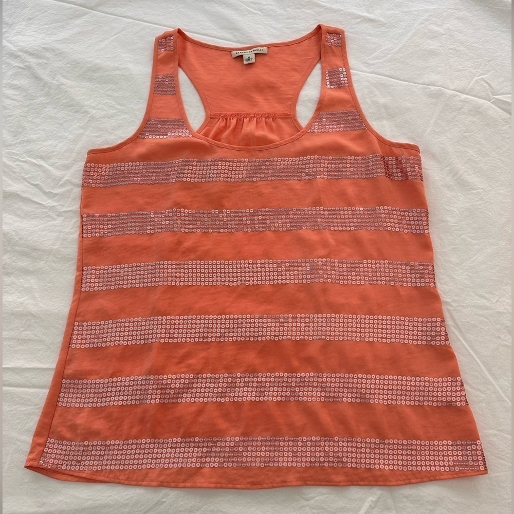 Banana Republic Sleeveless Sequined Tank Apricot Color Size Medium Y2K 90’s Club - Picture 8 of 10